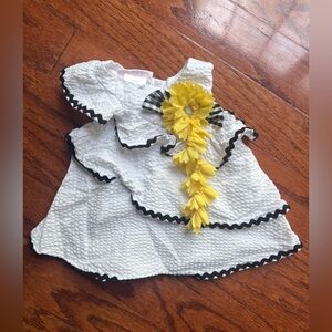 Bonnie Baby White Dress with Yellow Flower Accent